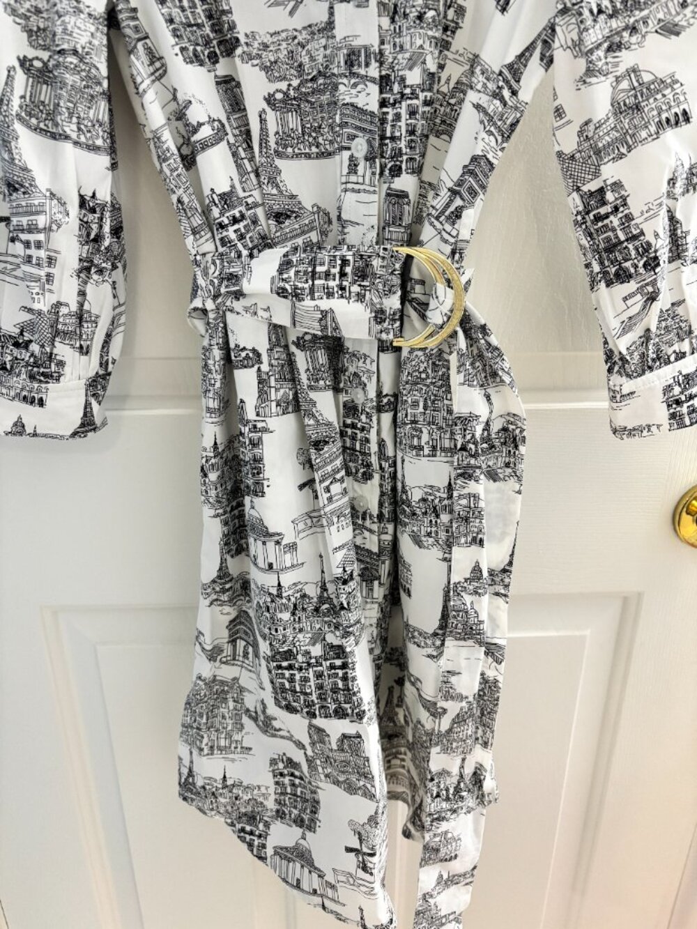 NWOT Karl Lagerfeld Landmark Print Cotton Shirtdress Size 2 - Picture 4 of 7